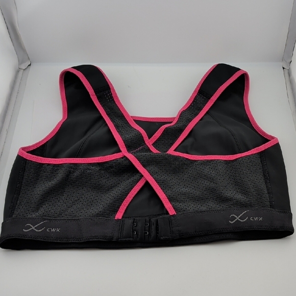 CW-X Black Sports Bra with Pink Trim - Picture 2 of 5